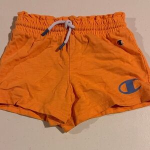 Champion Orange Athletic Shorts with Blue Logo